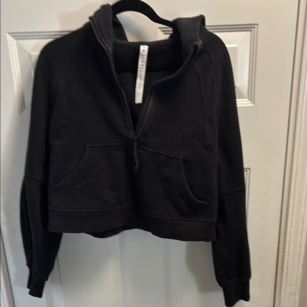 Lululemon Athletica Black Cropped Scuba Quarter Zip Hoodie Medium Large